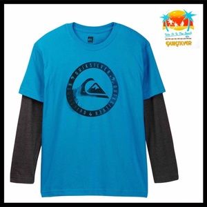 QUICKSILVER TEE HAWAII BOY’S BLUE LONG SLEEVES KNIT SURFER BEACH TOP T-SHIRT